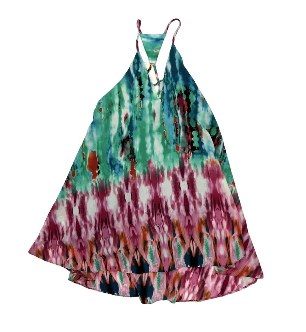 Buddy Love Olive-1 Tie Dye Sleeveless Trapeze Mini Dress Women S